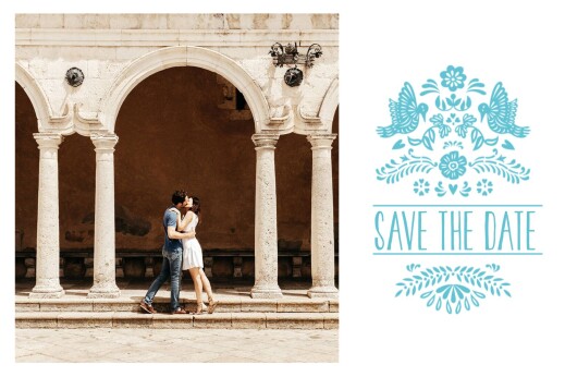 Save The Dates Papel Picado Blue - Front