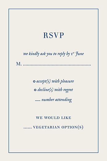 RSVP Cards Natural Chic (small) Blue - Front