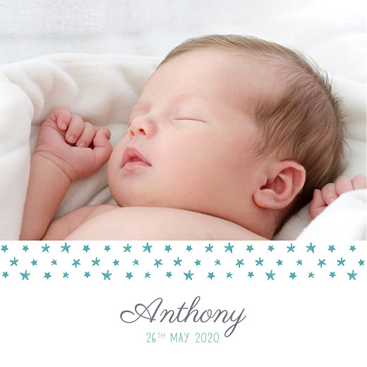 Baby Announcements Starry Ribbon Blue - Front