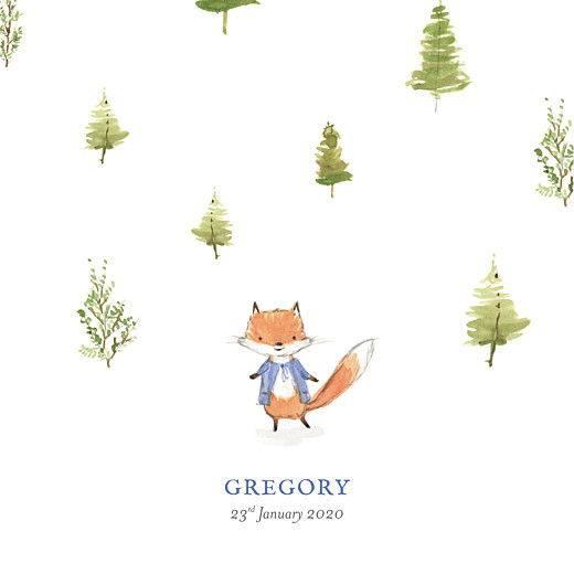Baby Announcements Watercolour Fox Photo (4 pages) Blue - Page 1