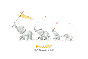 Baby Announcements Elephant family of 4 yellow