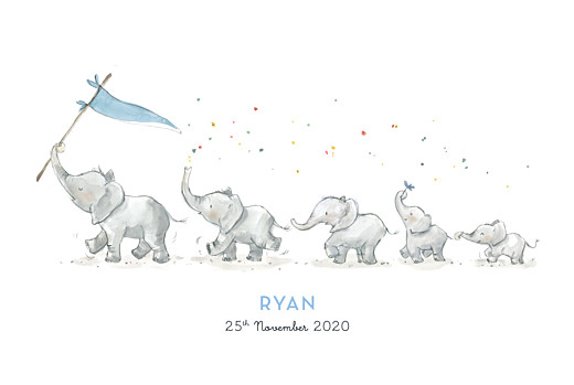 Baby Announcements Elephant Family Of 5 Blue - Page 1