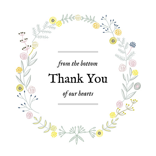 Baby Thank You Cards Rustic Floral White - Front
