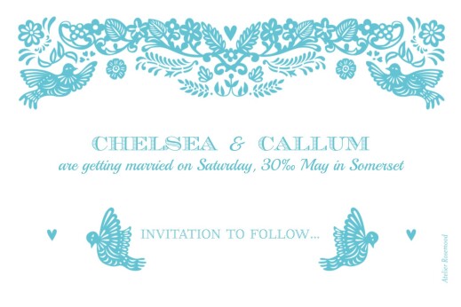Save The Dates Papel Picado Blue - Back