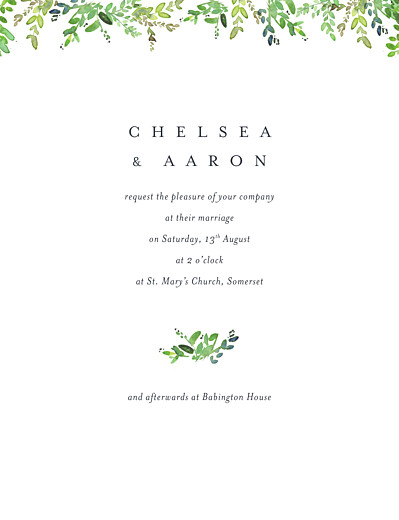 Wedding Invitations Canopy Green - Front