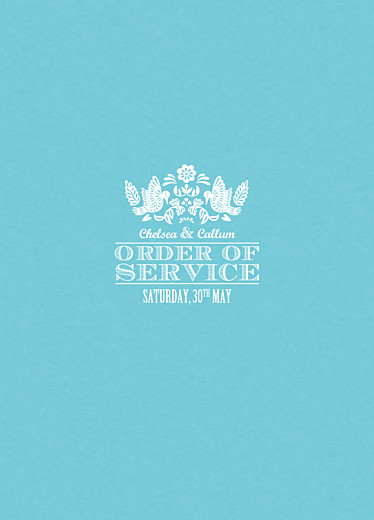 Wedding Order of Service Booklet Covers Papel Picado Blue - Page 1