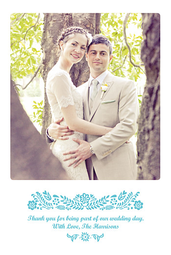 Wedding Thank You Cards Papel Picado Blue - Front