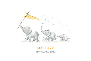 Baby Announcements Elephant family of 3 yellow