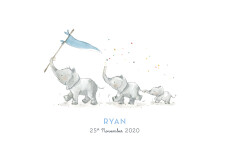 Baby Announcements Elephant Family Of 3 Blue