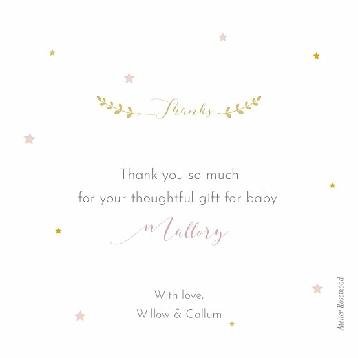 Baby Thank You Cards Little Stars Photo Pink - Back