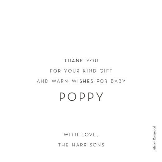 Baby Thank You Cards Lovely Heart (Foil) White - Back