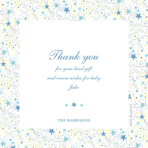 Baby Thank You Cards Liberty Stars Photo Blue - Back