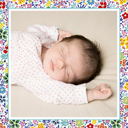 Baby Thank You Cards Flower Garden Photo (Square) Yellow & Red - Front