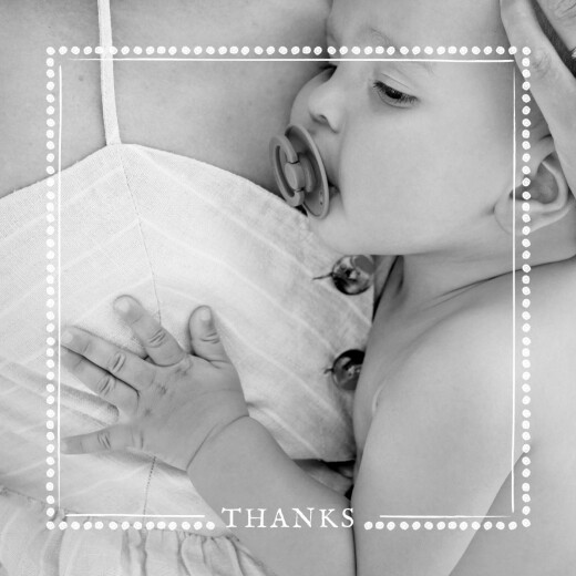 Baby Thank You Cards Polka Dot Border White - Front