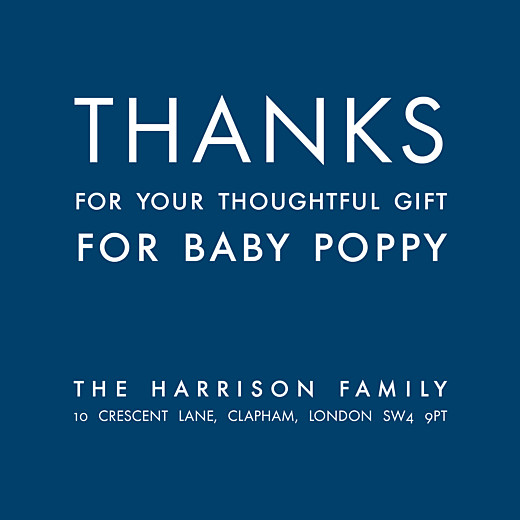 Baby Thank You Cards Modern Midnight Blue - Front