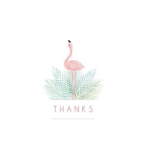 Baby Thank You Cards Pink flamingo photo white