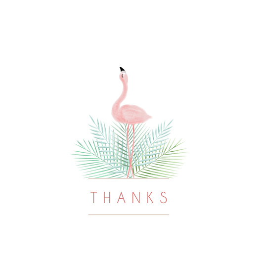 Baby Thank You Cards Pink Flamingo White - Front