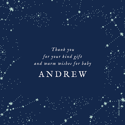 Baby Thank You Cards Constellations Photo Midnight Blue - Back