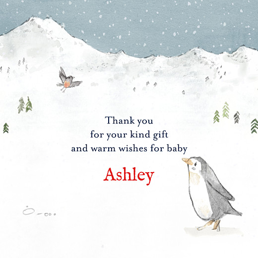Baby Thank You Cards Arctic Storybook Blue - Front