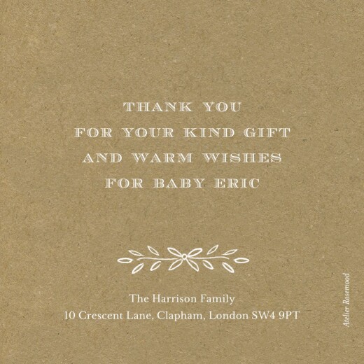 Baby Thank You Cards Poem Photo Kraft - Back
