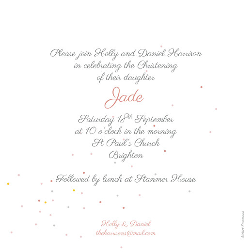 Christening Invitations Little Bicycle Pink - Back