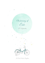 Christening Order of Service Booklets Cover Little Bicycle Green