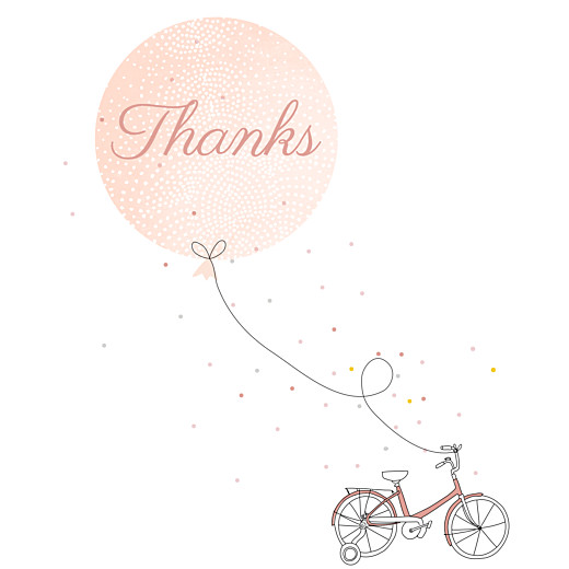 Baby Thank You Cards Little Bicycle Pink - Front