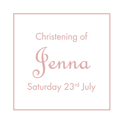 Christening Gift Tags Classic Border Old Pink - Front