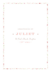 Christening Order of Service Booklets Cover Felicity Pink