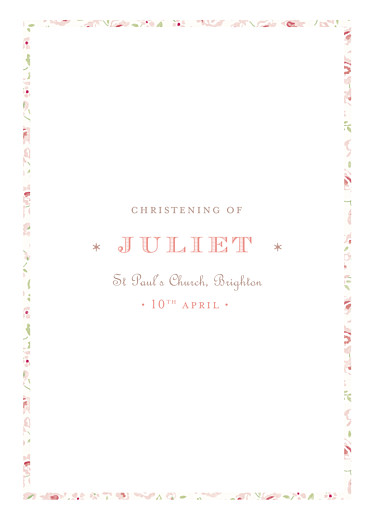 Christening Order of Service Booklets Cover Felicity Pink - Page 1
