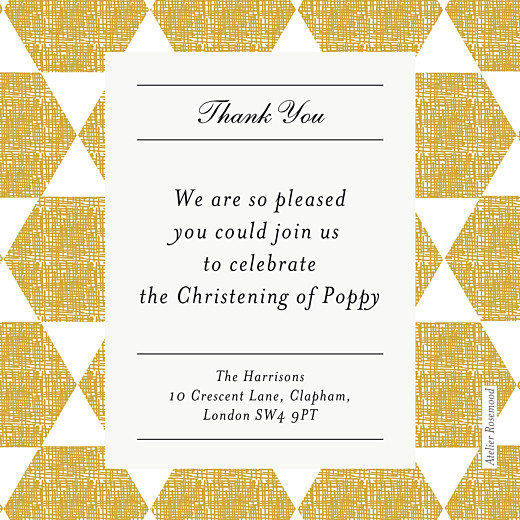 Baby Thank You Cards Lovely Linen Yellow - Front