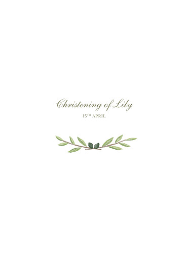 Christening Order of Service Booklets Cover Olive Branch White - Page 1