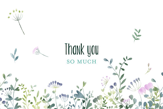 Wedding Thank You Cards Watercolour Meadow Photo Pink - Front