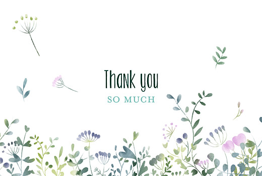 Wedding Thank You Cards Watercolour Meadow Pink - Front