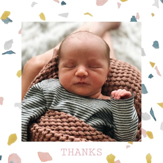Baby Thank You Cards Granite Pink & Yellow - Front