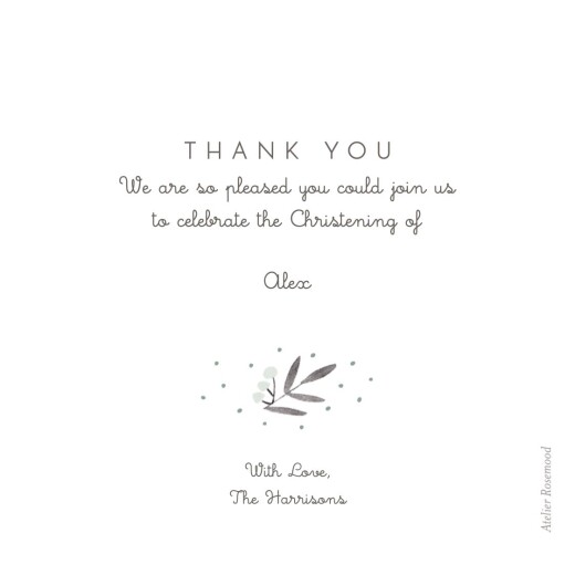 Baby Thank You Cards Jubilation Green - Back