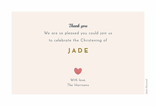 Baby Thank You Cards Charming Chapel Pink - Back