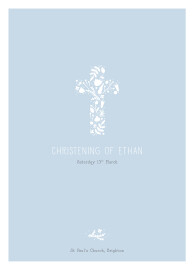 Christening Order of Service Booklets Cover Floral Cross Blue