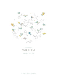 Christening Order of Service Booklets Cover Birds Of A Feather Green