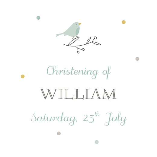 Christening Gift Tags Birds Of A Feather Green - Front