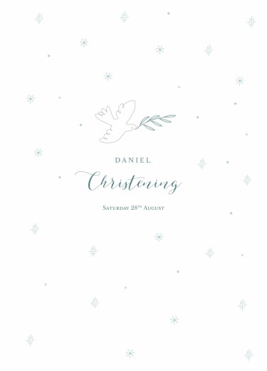 Christening Order of Service Booklets Cover Delicate Dove Blue - Page 1