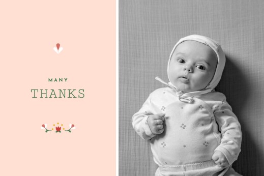 Baby Thank You Cards Folk Celebration Red - Front