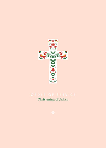 Christening Order of Service Booklets Cover Folk Celebration Red - Page 1