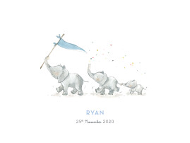 Small Posters Elephant Family Of 3 Blue