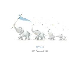 Small Posters Elephant Family Of 4 Blue