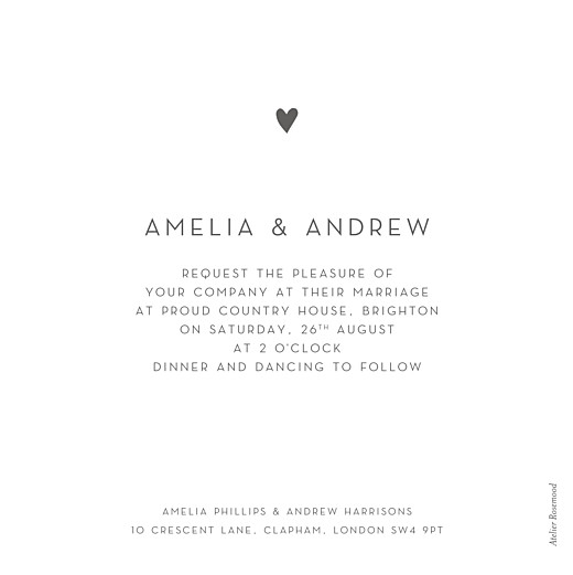 Wedding Invitations Elegant Heart (Foil) White - Back