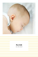 Baby Announcements Pastel Stripes Portrait Yellow