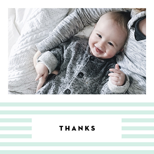 Baby Thank You Cards Pastel Stripes Green - Front