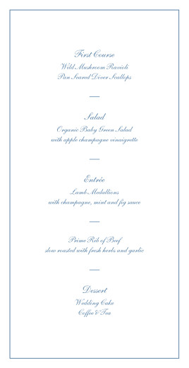 Wedding Menus Chic Border (4 Pages) Blue - Page 3