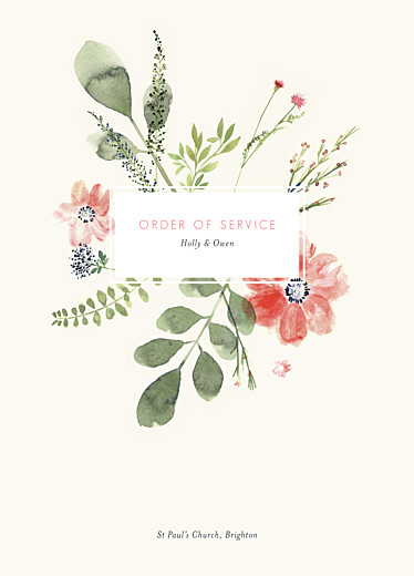 Wedding Order of Service Booklet Covers Spring Blossom Beige - Page 1